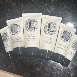 Diptyque travel set 2 lotion, 2 face cream, 2 lip balm, brand new